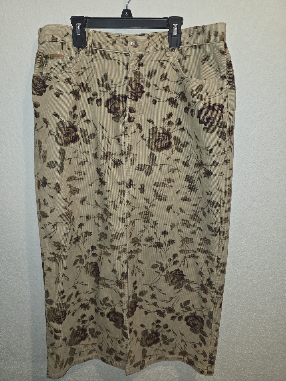 Eddie Bauer Vintage Floral Corduroy Midi Maxi Skirt - Size 14